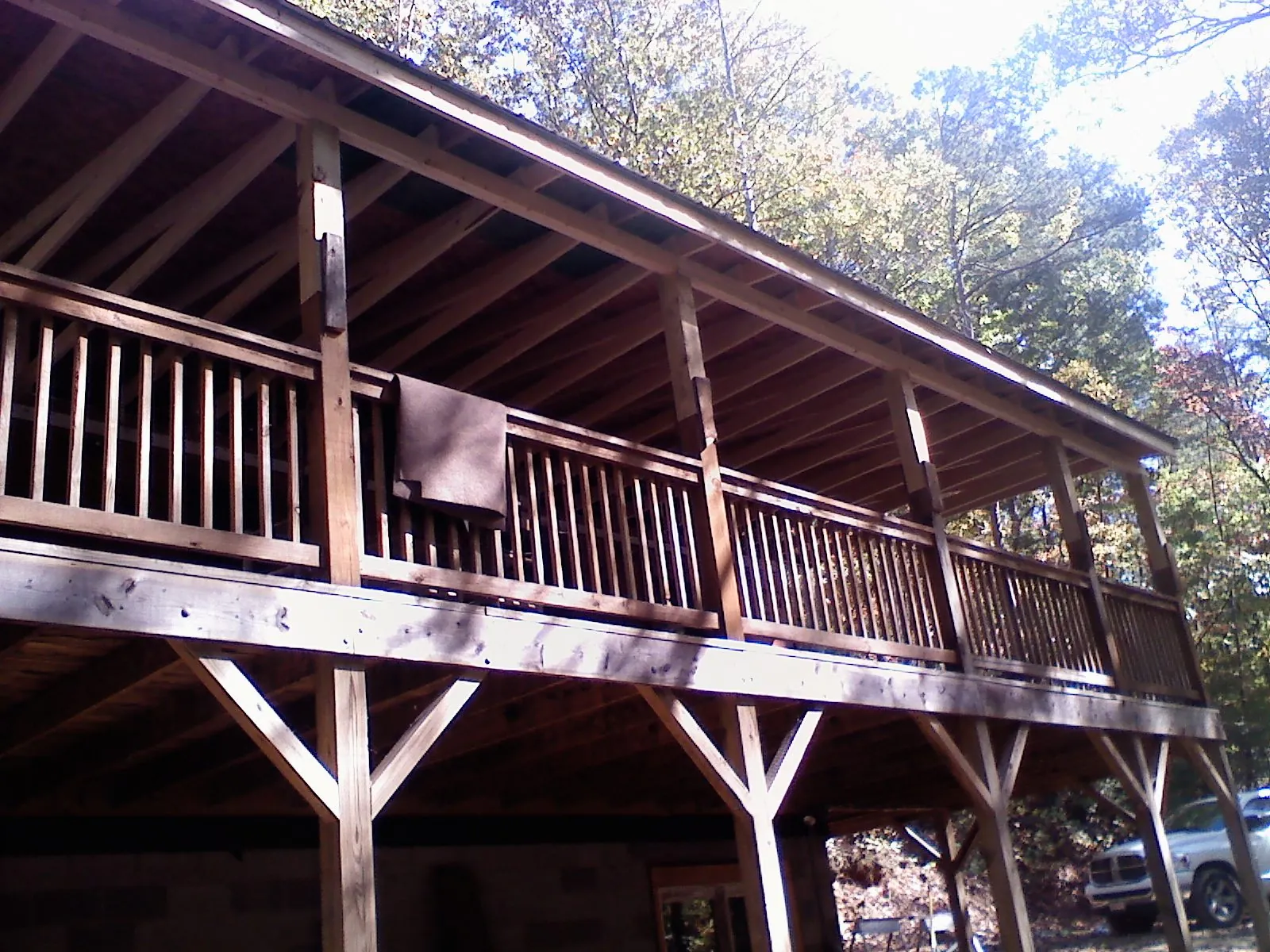 Timber framing under a new elevated porch and deck — Roof Leak Repair in Haynesville by Roofing Brothers